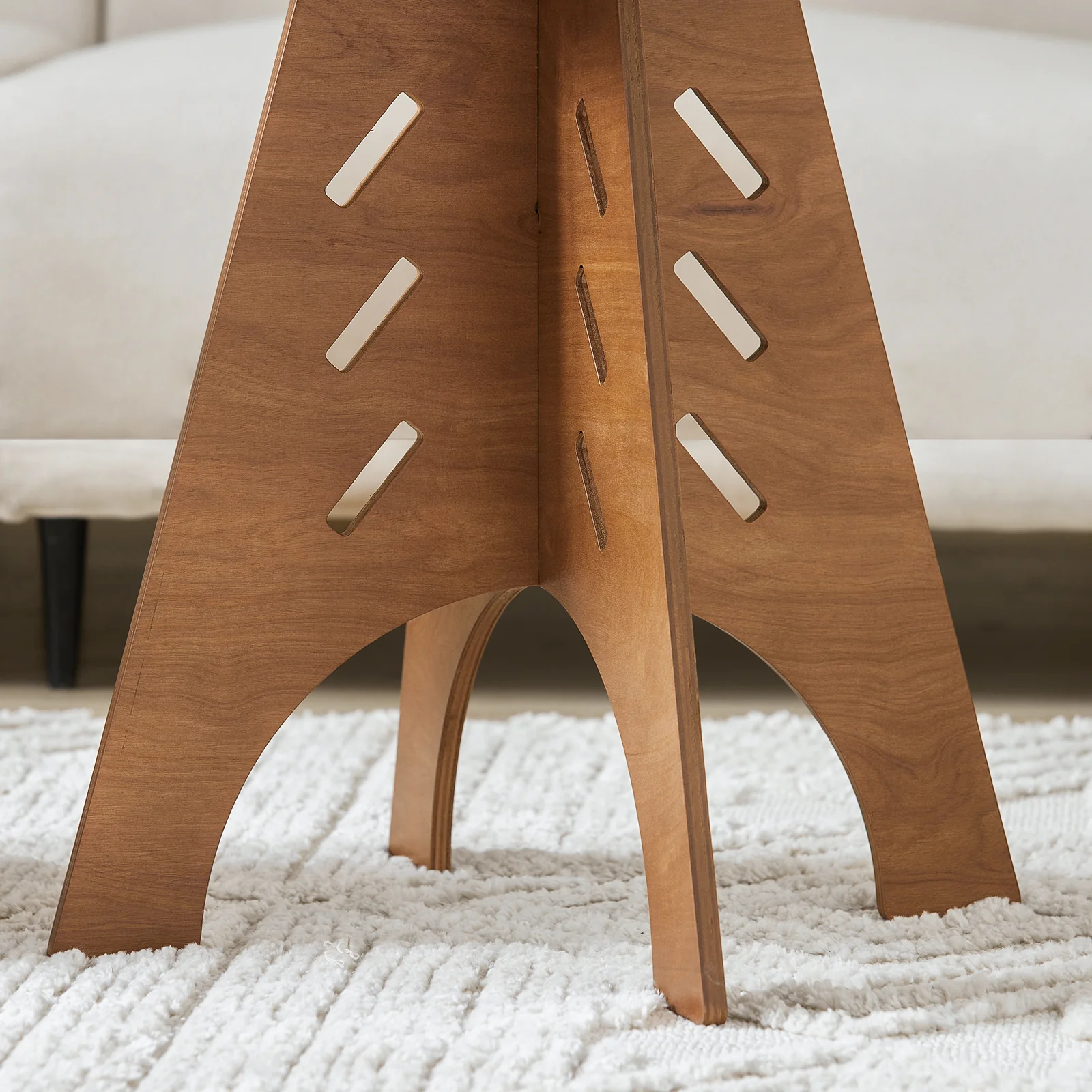 SoBuy HFBT01-BR Ronde Houten Bijzettafel, Ronde Salontafel, Nachtkastje, Koffietafel, Telefoontafel, voor Woonkamer, Slaapkamer, Structuur Pen-en-Gat, Bruin - Image 9