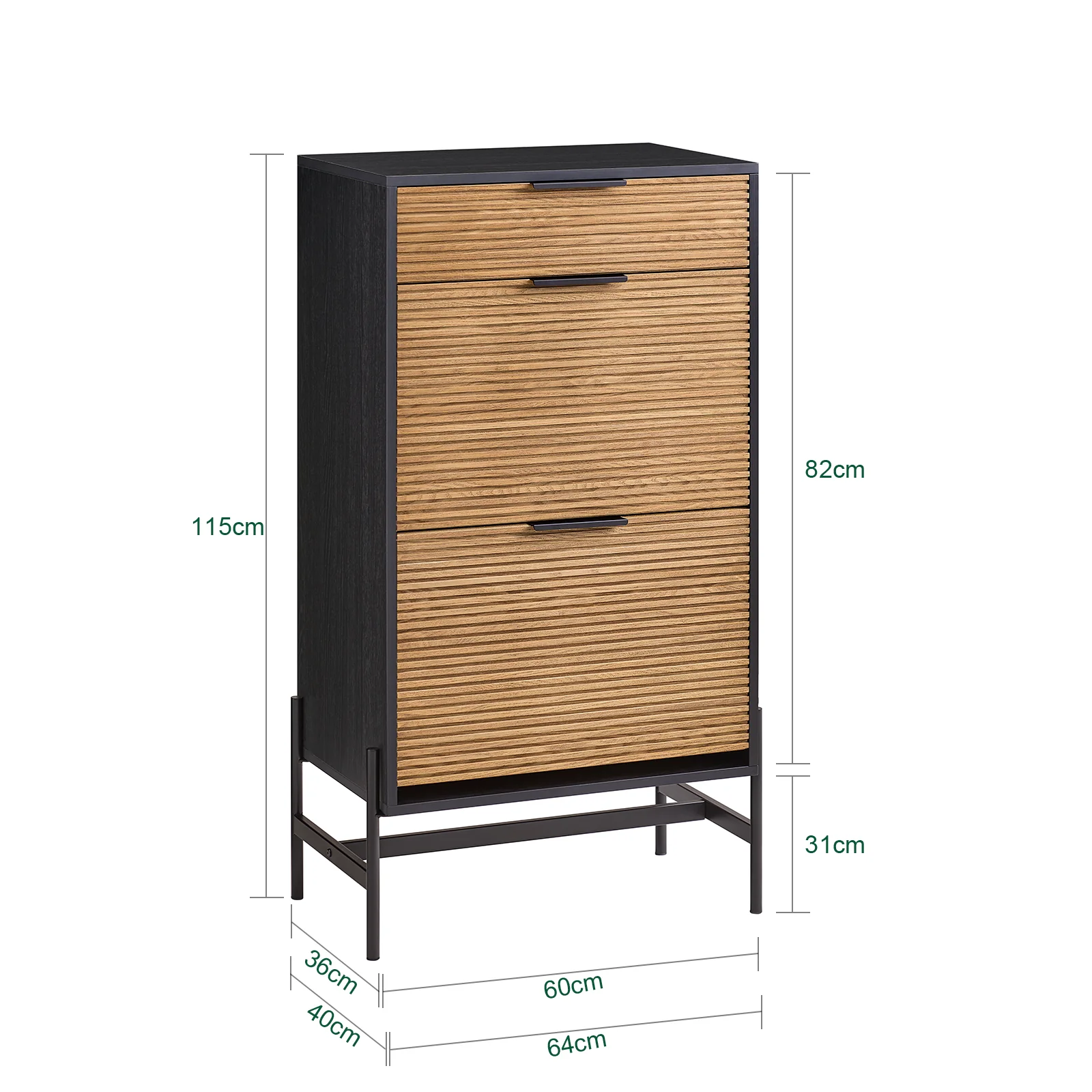 SoBuy HFSR03-SCH Schoenenkast, halmeubel, schoenenopbergkast, schoenenkast met 1 lade en 2 kleppen voor entree, hal en woonkamer - Image 4