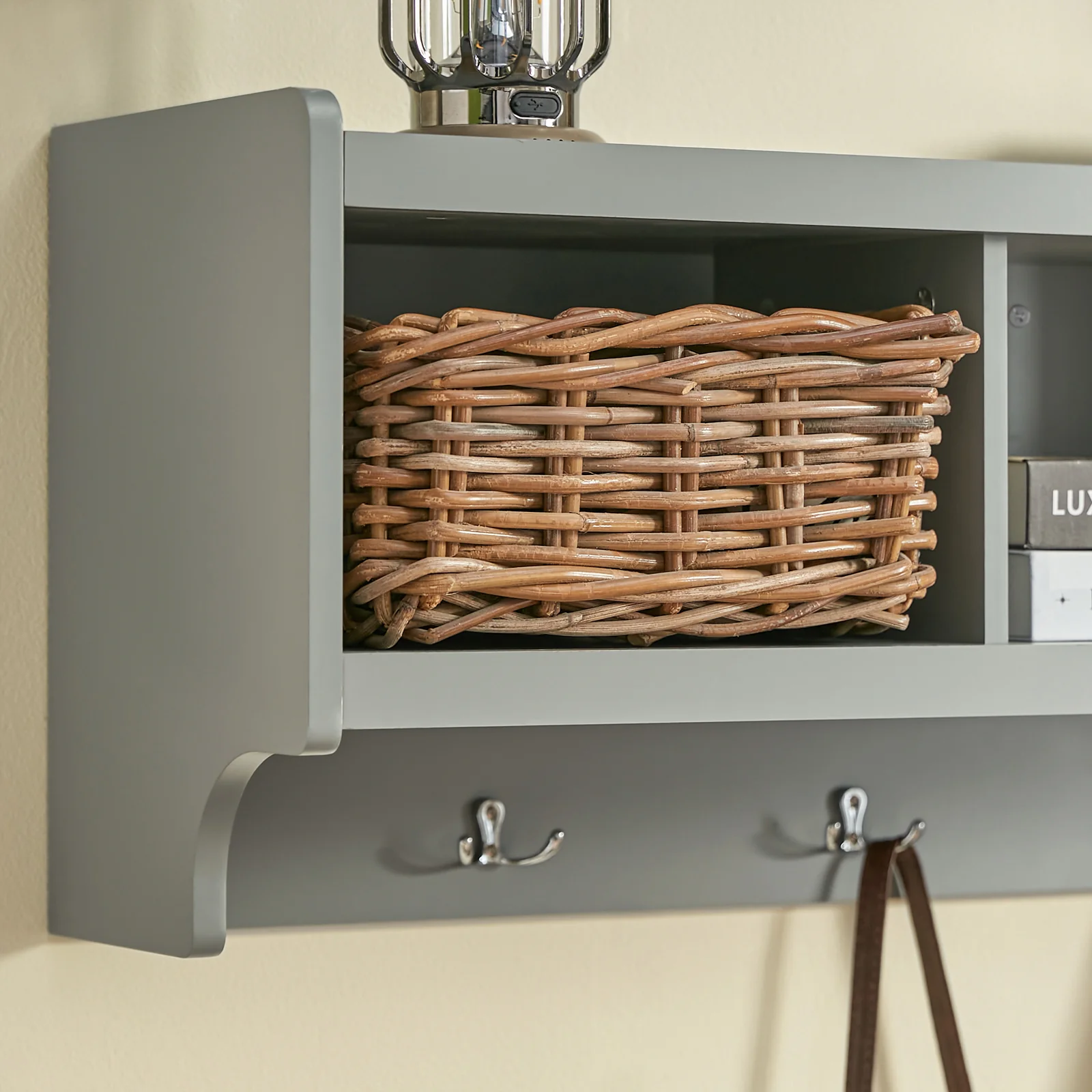 SoBuy FHK28-HG Kapstokken - Wandkapstok - Muur/Wand Kapstok - Wandplank Garderobe met 3 Compartimenten en 4 Dubbele Haken - Image 3