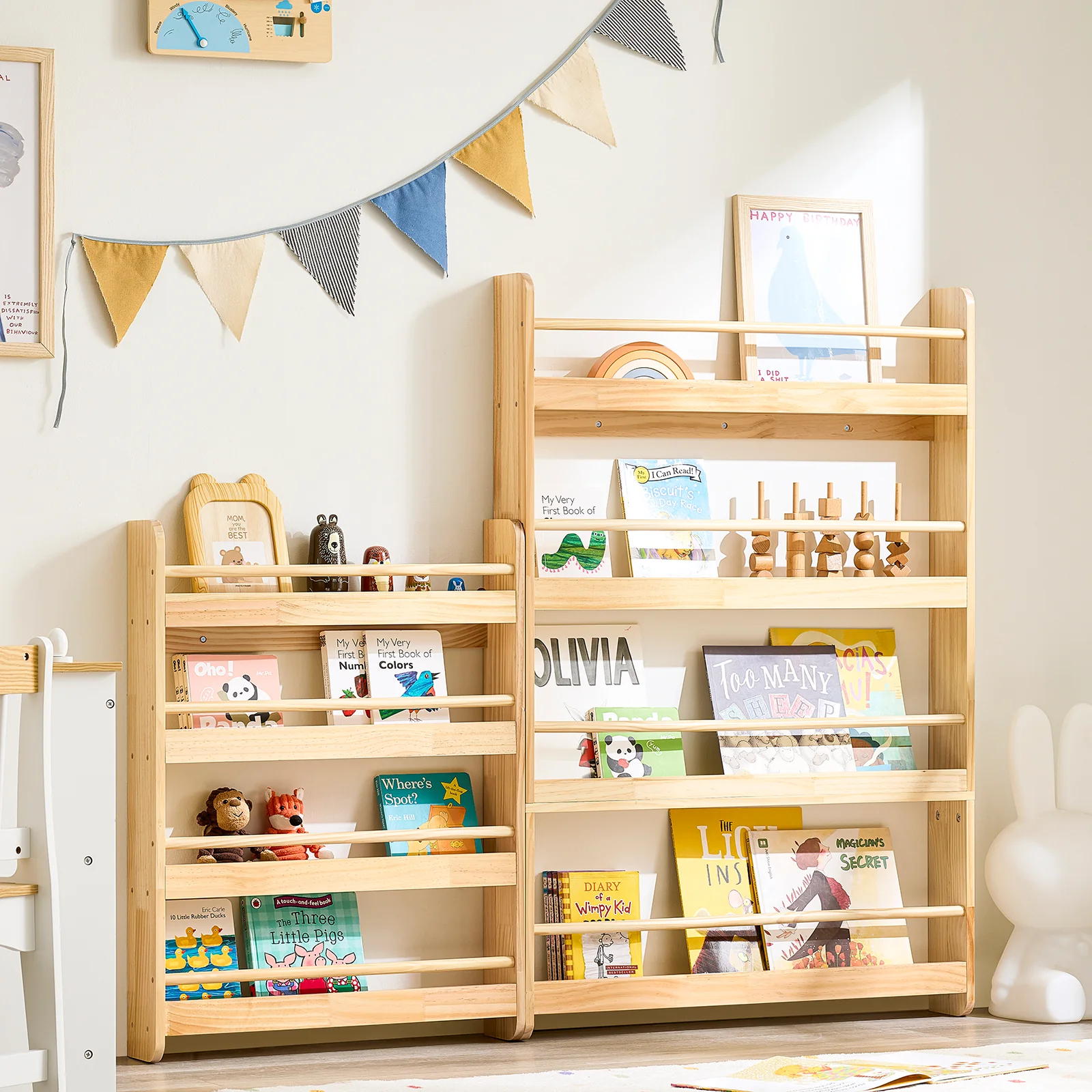 SoBuy KMB08-K-N Boekenkast voor kinderen, 4 niveaus, meubels, speelgoed, boekenkast, opbergkast, plank, slaapkamer, natuur, 60 x 12 x 80 cm - Image 12