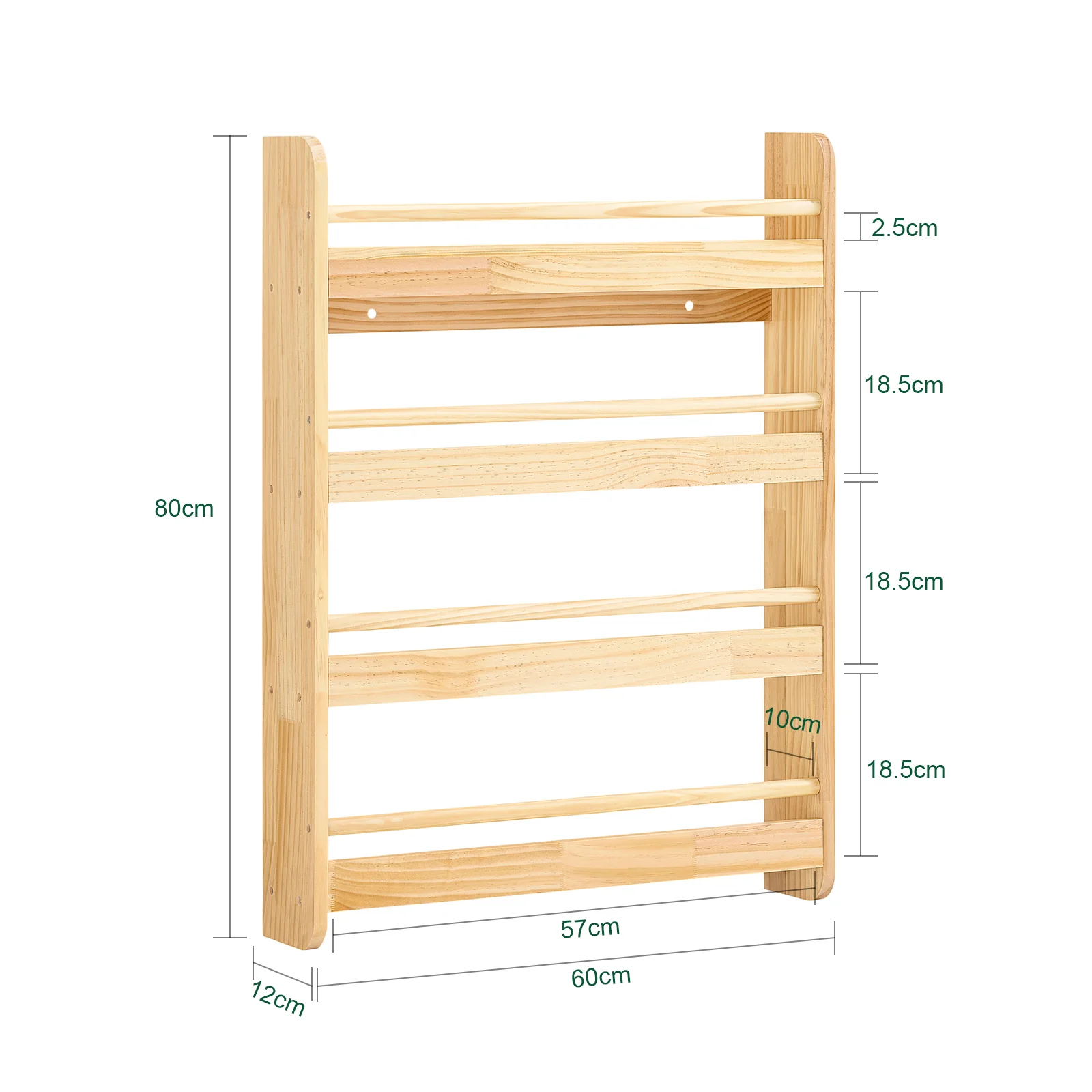 SoBuy KMB08-K-N Boekenkast voor kinderen, 4 niveaus, meubels, speelgoed, boekenkast, opbergkast, plank, slaapkamer, natuur, 60 x 12 x 80 cm - Image 5