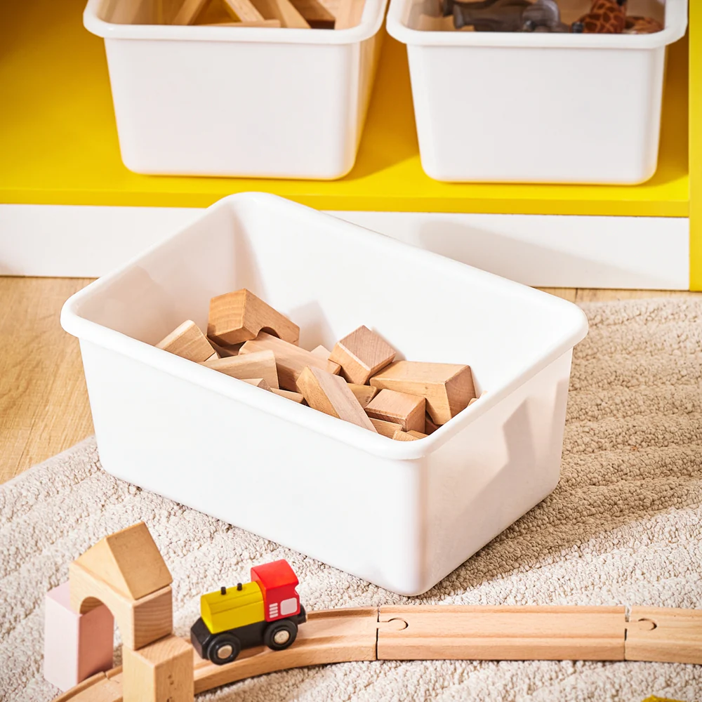 SoBuy KMB108-G Boeken- en speelgoedrek, kinderboekenkast, opbergrek voor kinderkamer, opbergkast voor speelgoed en boeken, 3 vakken en 3 afneembare dozen - Image 9