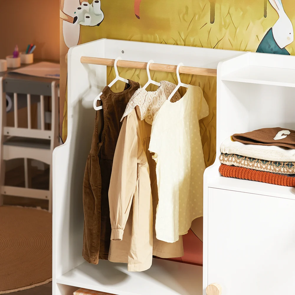 SoBuy KMB110-W Kledingrek voor kinderen, kledingkast voor kinderen, kledingrek voor kinderkamer, met 2 vakken en 1 deur - Image 13