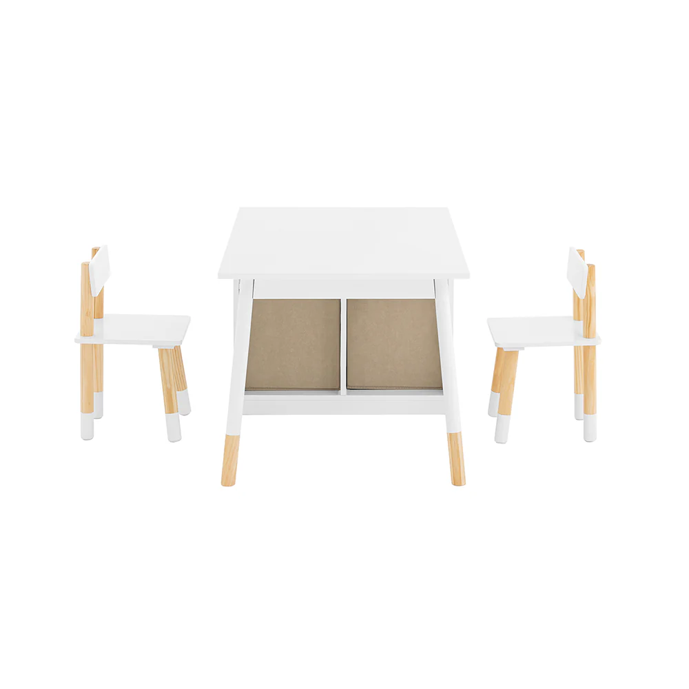 Pre-order SoBuy KMB113-W Kindertafelset met 2 stoelen, tekentafel, kinderbureau met 1 vak en 2 opbergdozen - Image 5