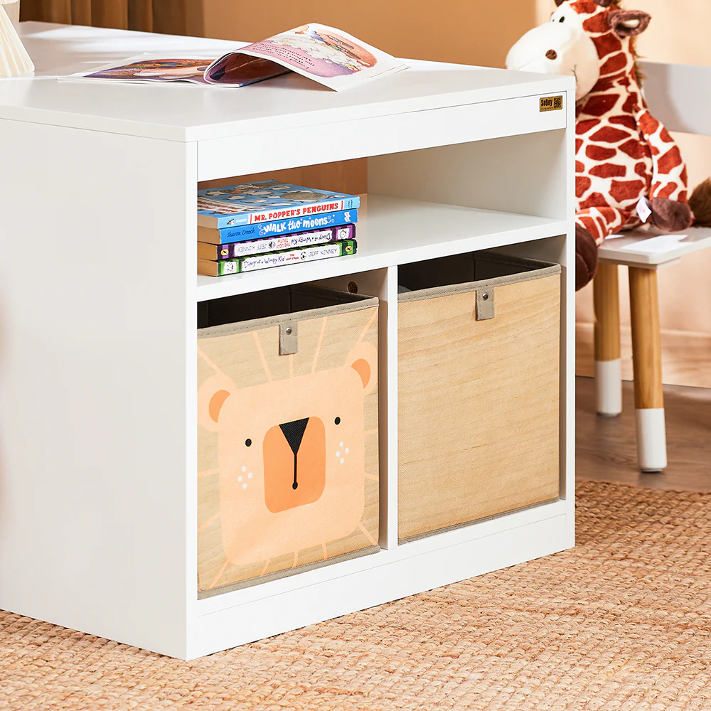 Pre-order SoBuy KMB113-W Kindertafelset met 2 stoelen, tekentafel, kinderbureau met 1 vak en 2 opbergdozen - Image 8