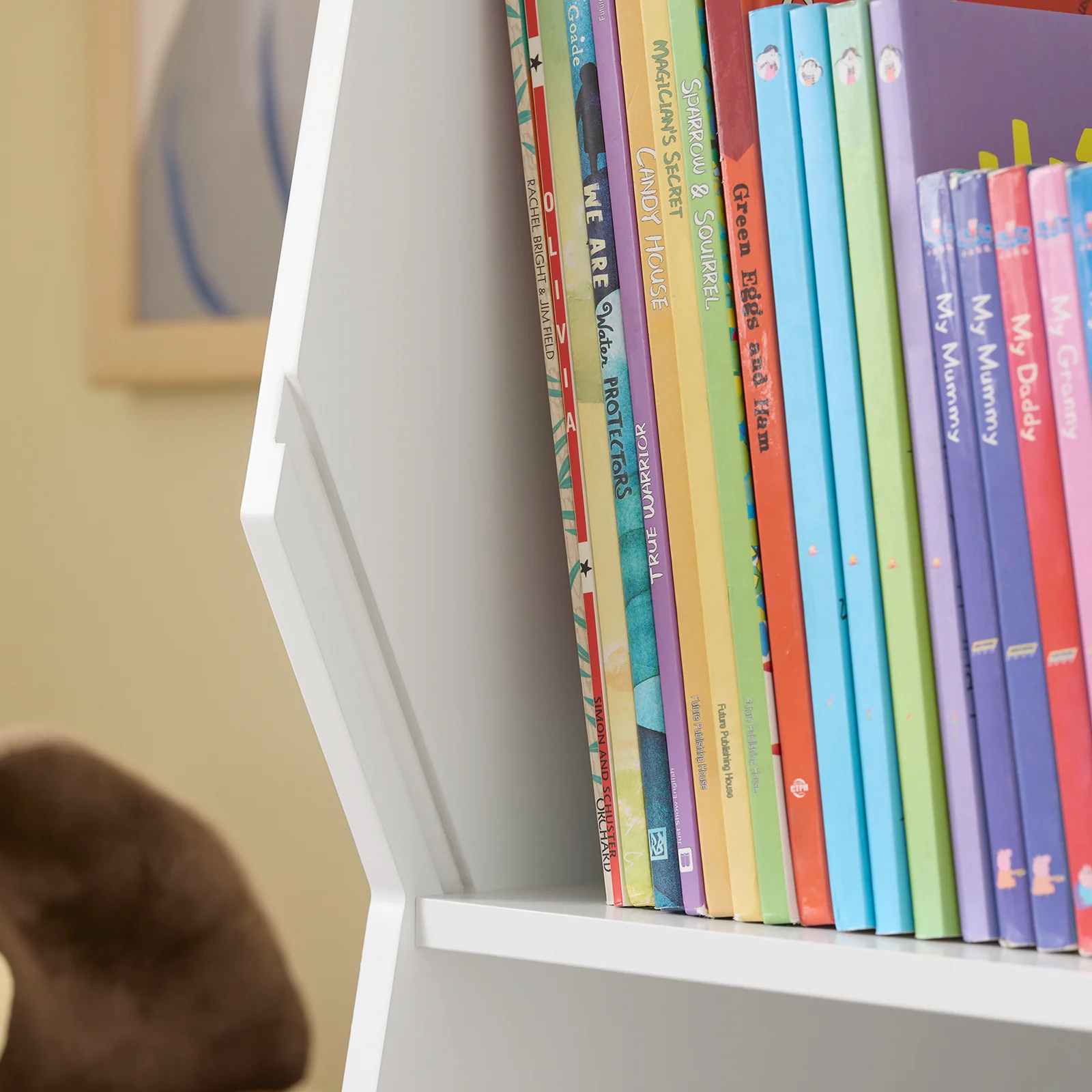 SoBuy KMB120-W Boekenkast voor kinderen, speelgoed, kinderen, met 9 vakken, meubels, opslag, speelgoed, rek, boekenkast, tijdschriftenrek, wit, 95 x 34 x 105 cm - Image 10
