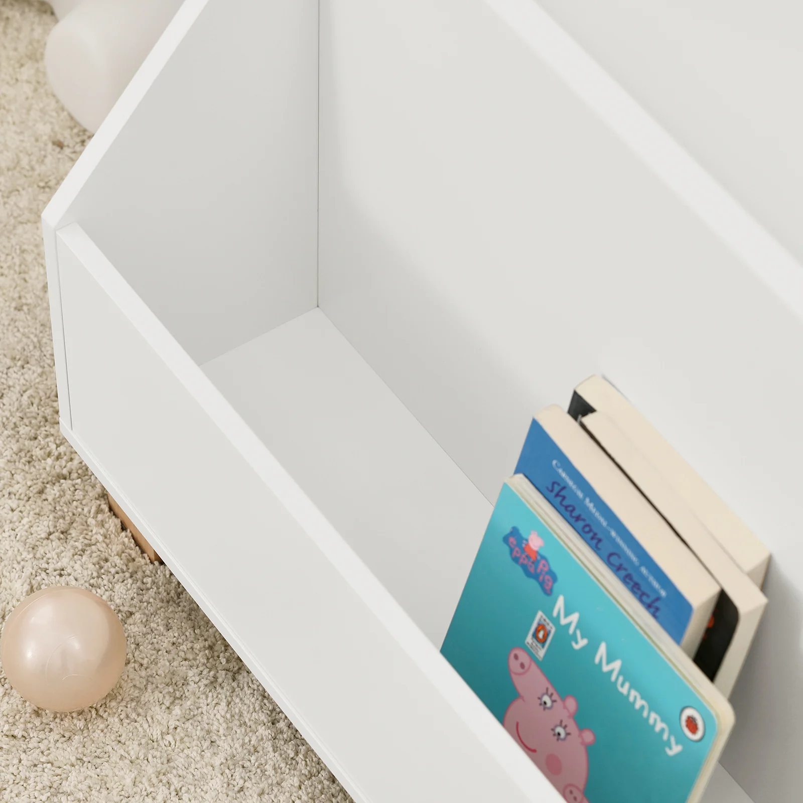 SoBuy KMB54-W Kinderplank, Speelgoedplank, Boekenplank, Opbergplank voor Boeken en Speelgoed, Kinderboekenkast met 3 Compartimenten - Image 11