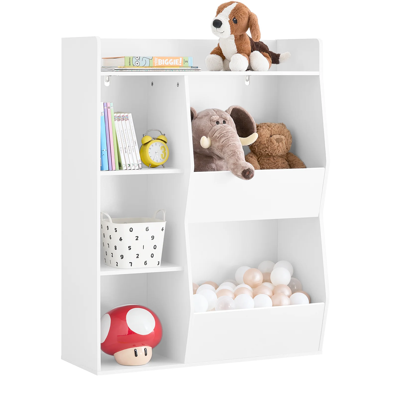 SoBuy KMB55-K-W Boekenkast voor kinderen, speelgoed, kinderen, met 5 vakken, meubels, opslag, speelgoed, rek, boekenkast, tijdschriftenrek, wit, 80 x 34 x 104 cm