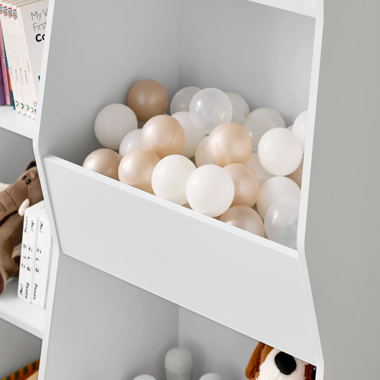 SoBuy KMB55-K-W Boekenkast voor kinderen, speelgoed, kinderen, met 5 vakken, meubels, opslag, speelgoed, rek, boekenkast, tijdschriftenrek, wit, 80 x 34 x 104 cm - Image 10