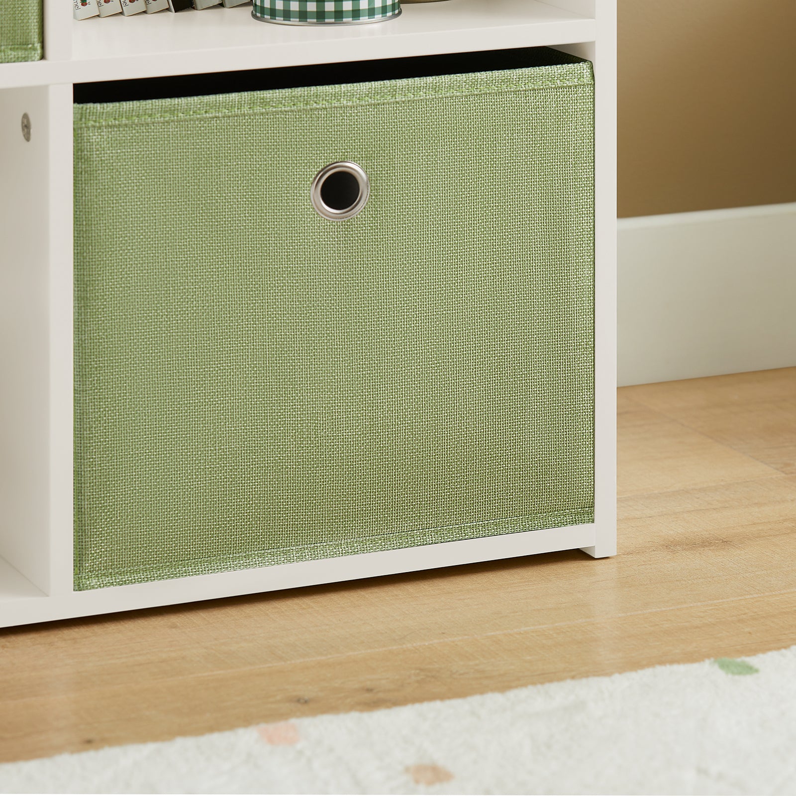 SoBuy KMB79-W Kinderbibliotheek, Speelgoed- en Boekenrek, Opbergmeubel met 3 Planken, 4 Vakjes en 2 Opbergdozen, 60x34x80 cm - Image 12