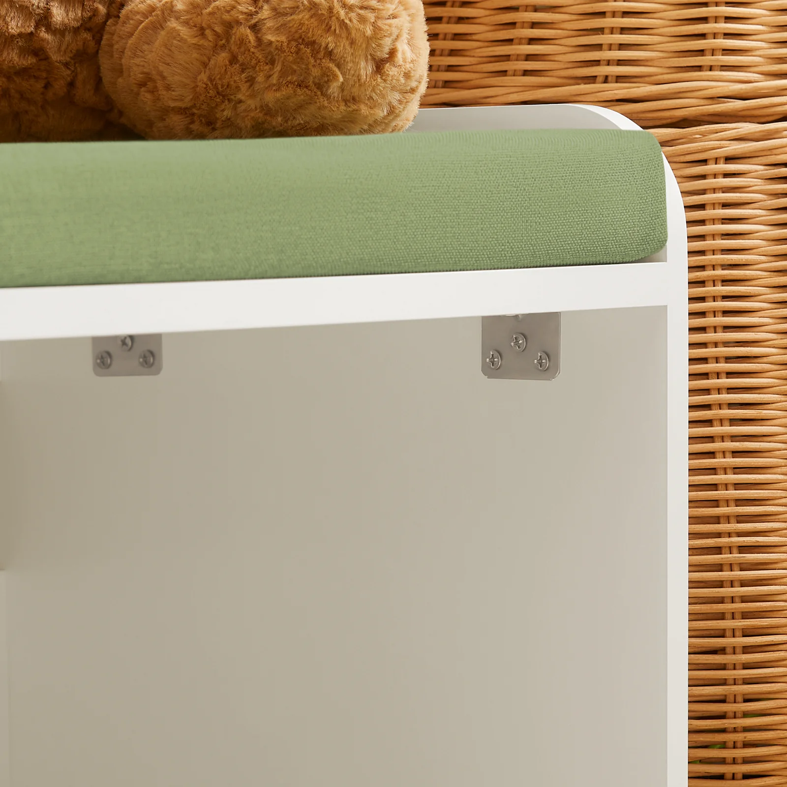 SoBuy KMB80-W Speelgoedkist voor Kinderen, Speelgoed Opbergdoos, Speelgoedkist Bank voor Kinderen, Kinderboekenplank, Opbergkast met 1 Lade op Wielen en Gewatteerde Zitting met Kussen - Image 9