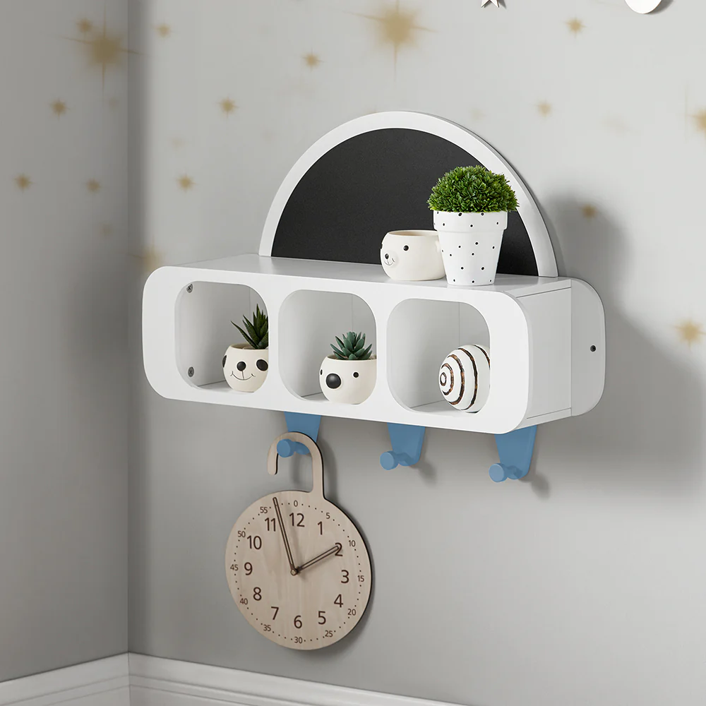 SoBuy KMB86-W Wandplank voor Kinder, Hangende Opbergplank, Kinderkapstok, Boekenplank, Wand Boekenkast - Image 3
