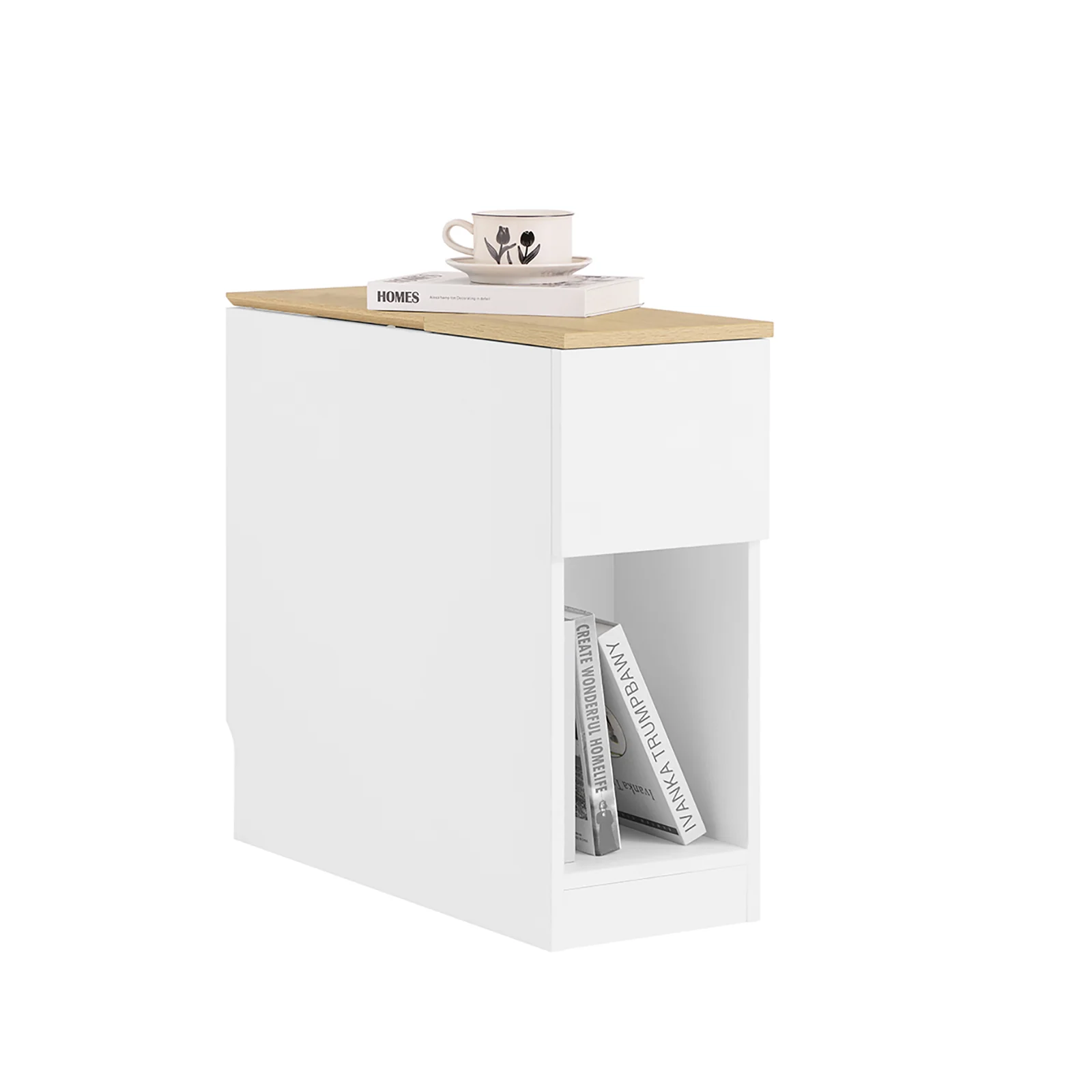 SoBuy FBT162-WN Nachtkastje met 3 vakken voor boxspringbed banktafel bijzettafel smal telefoontafel nachtkastje nachtkastje nachtkastje wit BHT ca. 20x60x65cm