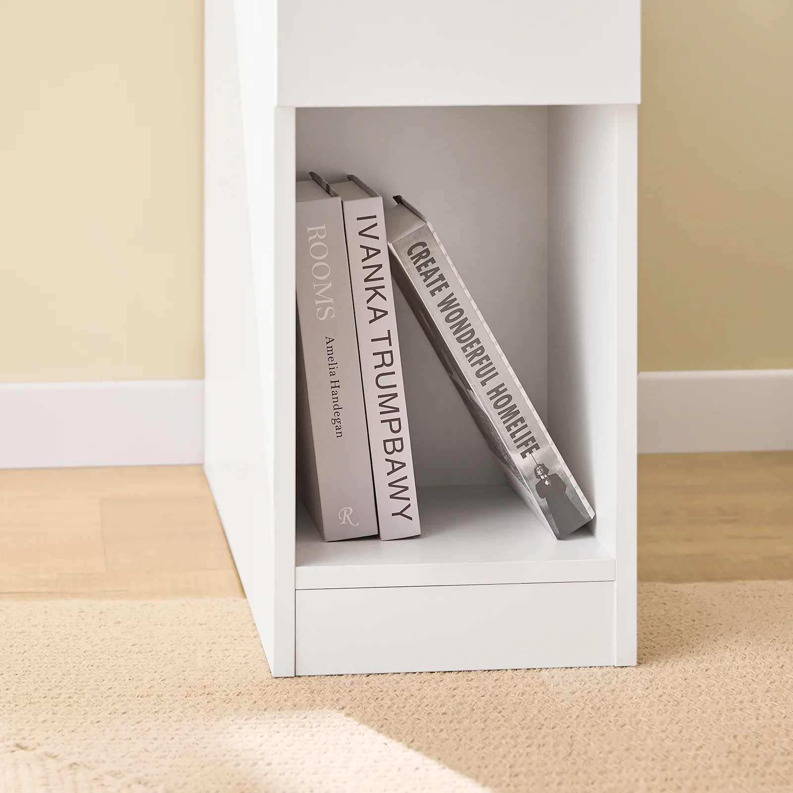 SoBuy FBT162-WN Nachtkastje met 3 vakken voor boxspringbed banktafel bijzettafel smal telefoontafel nachtkastje nachtkastje nachtkastje wit BHT ca. 20x60x65cm - Image 11