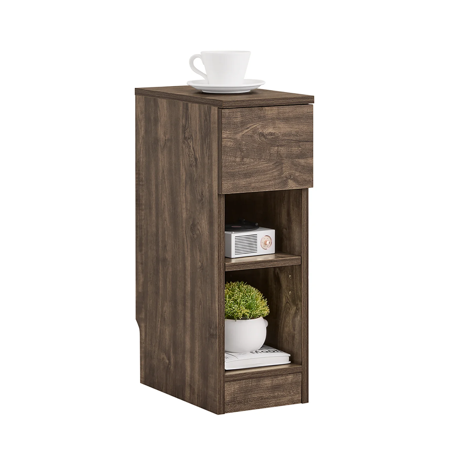 SoBuy FBT111-SN Nachtkastje met lade voor boxspringbed banktafel bijzettafel smal telefoontafel nachtkastje nachtkastje nachtkastje hout BHT ca. 20 x 60 x 35 cm