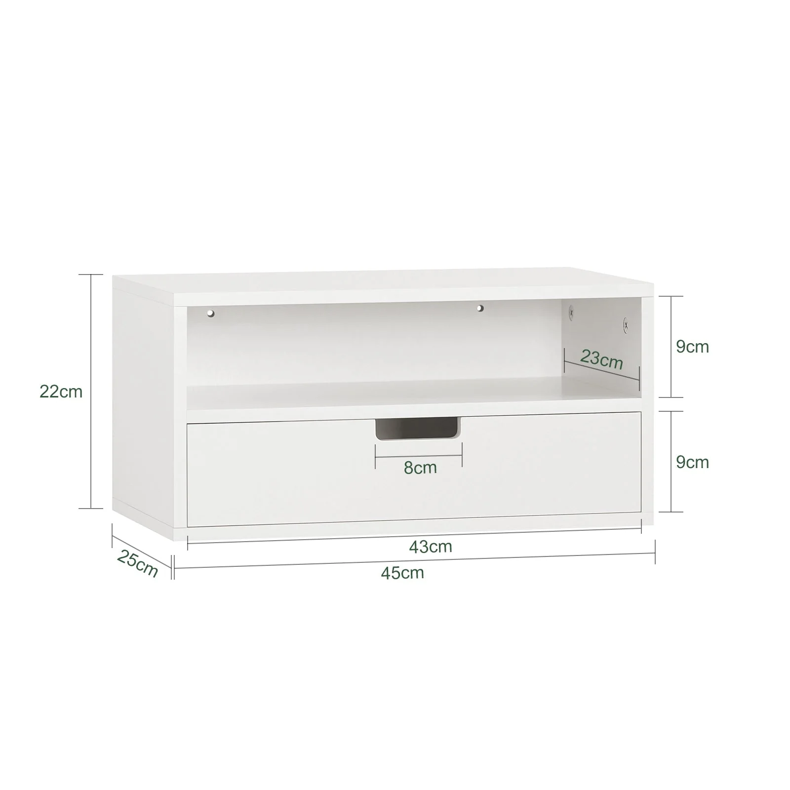 SoBuy NKD03-Wx2 Pak van 2 NKD03-W Zwevend Nachtkastje met Lade, Hangend Nachttafeltje, Bijzettafel Zwevend, Wandplank, Wandkast voor Slaapkamer - Image 4