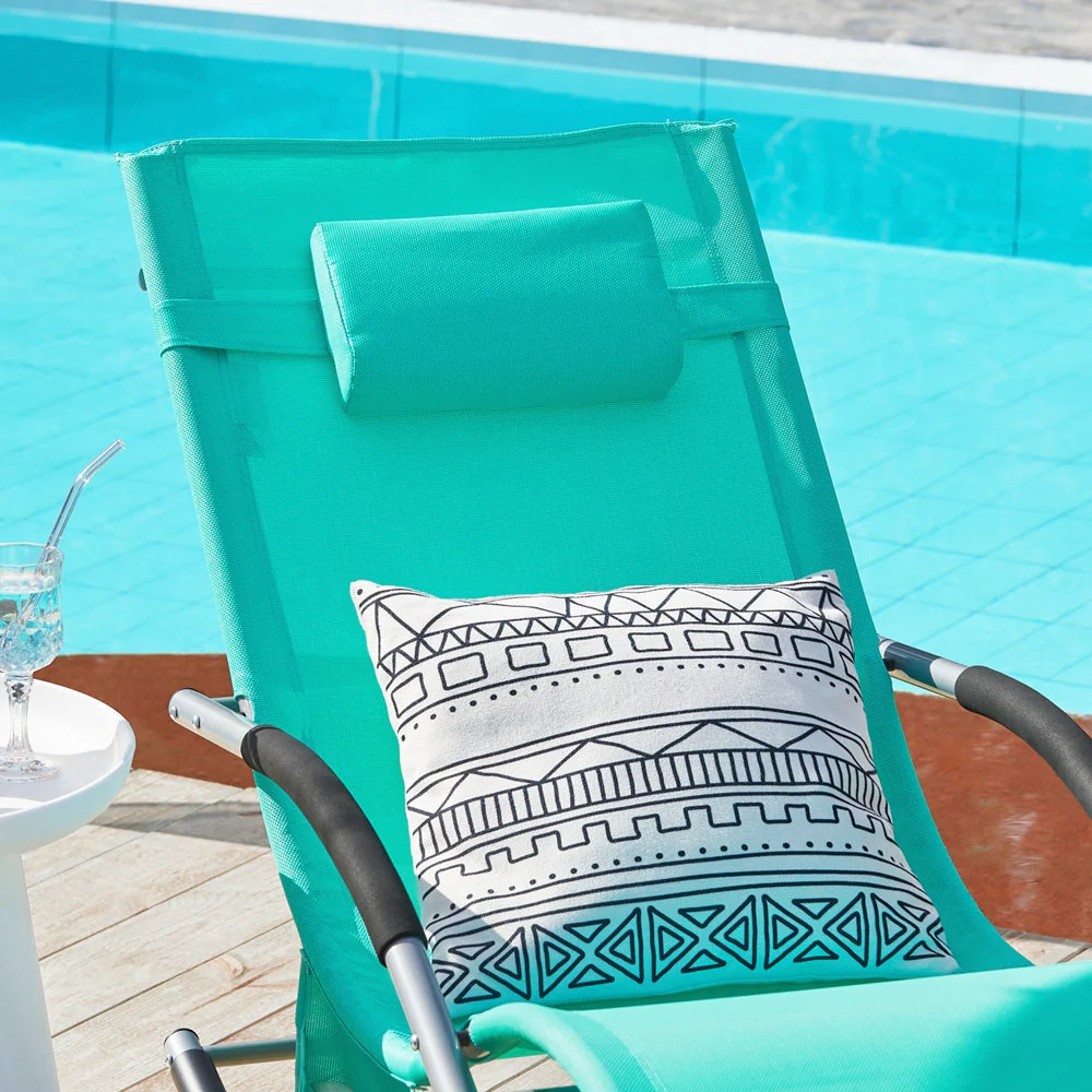 SoBuy OGS28-TB | Ligstoel | Tuinstoel | Swingstoel | Schommelstoel | Ergonomische | met Verstelbare Hoofdsteun en Zijzak | Turkoois - Image 10