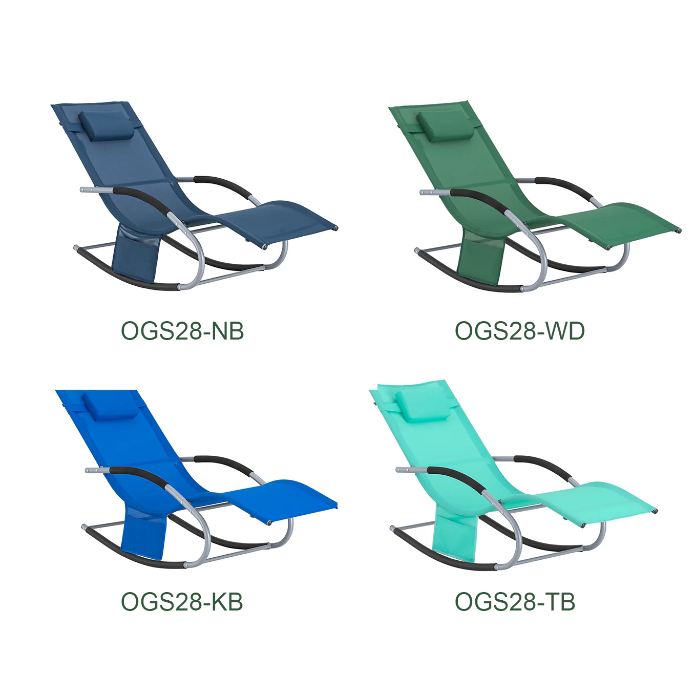 SoBuy OGS28-TB | Ligstoel | Tuinstoel | Swingstoel | Schommelstoel | Ergonomische | met Verstelbare Hoofdsteun en Zijzak | Turkoois - Image 7