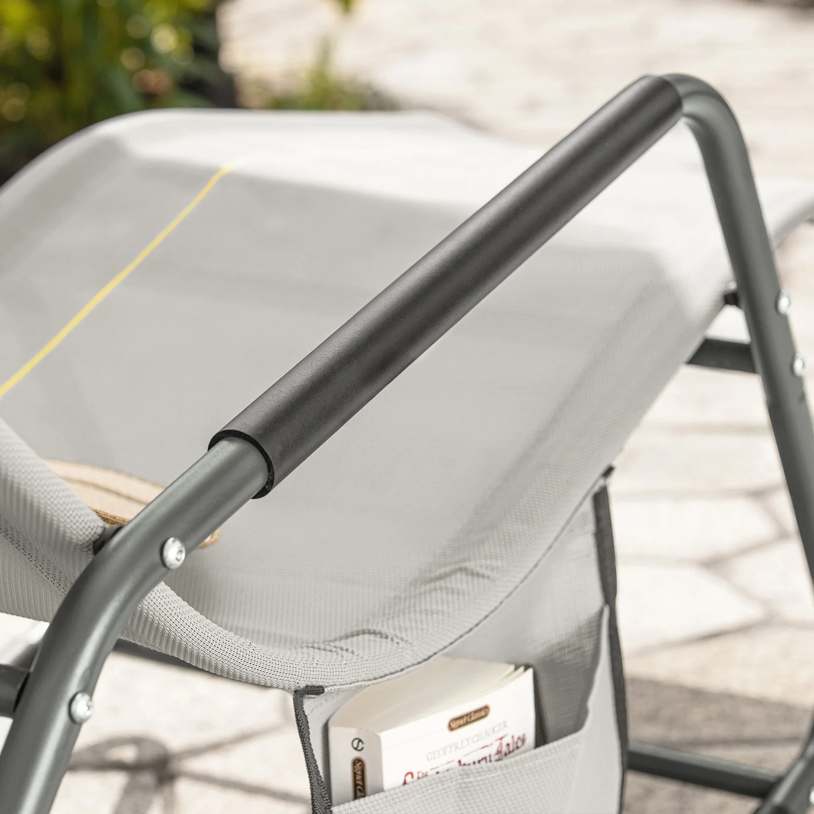 SoBuy OGS47-HG | Ligstoel | Tuinstoel | Swingstoel | Schommelstoel | Ergonomische | met Zijzak | Grijs - Image 9