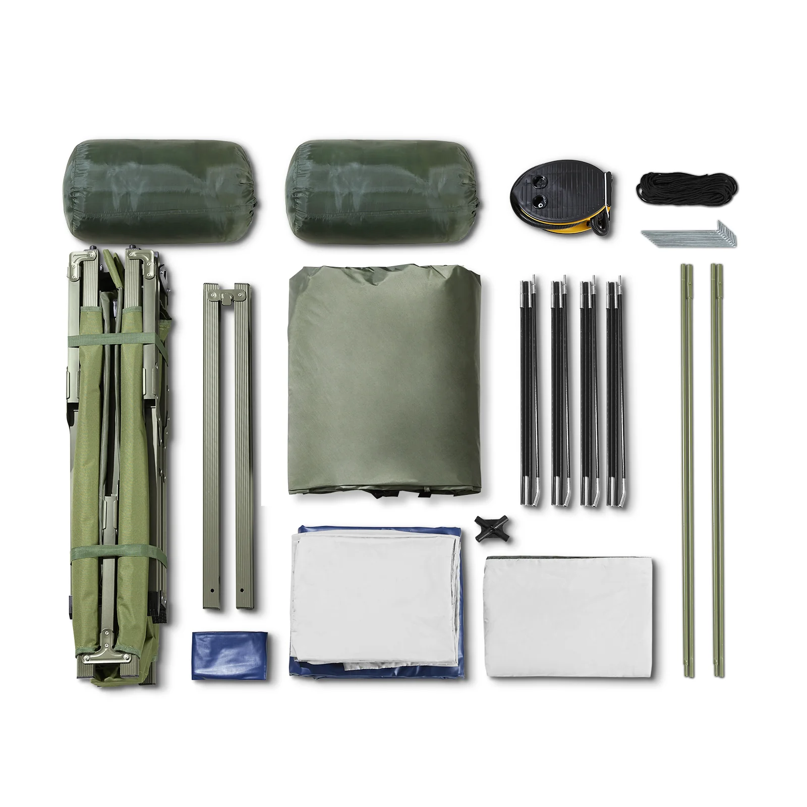 SoBuy OGS61-L-GR | Opvouwbaar Campingbedje | 3 in 1 met anti-UV dak + opblaasbare matras + draagtas | maximale belasting 300 kg | 2 personen - Image 16