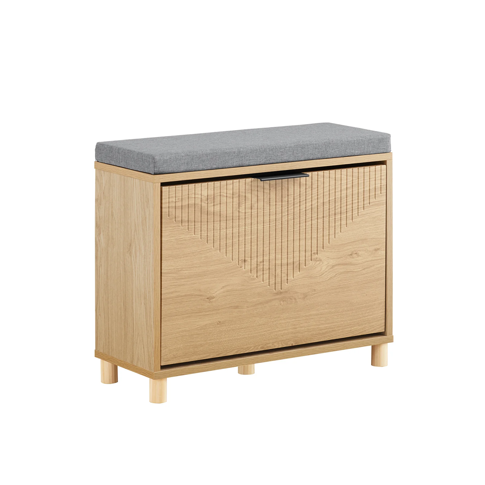 SoBuy FSR199-N Schoenenbank, schoenenbank, entree, opbergbank, schoenen met deksel, verborgen opslag en comfortabel kussen, entreemeubel, schoenen, hal, hout, 60 x 24 x 50 cm
