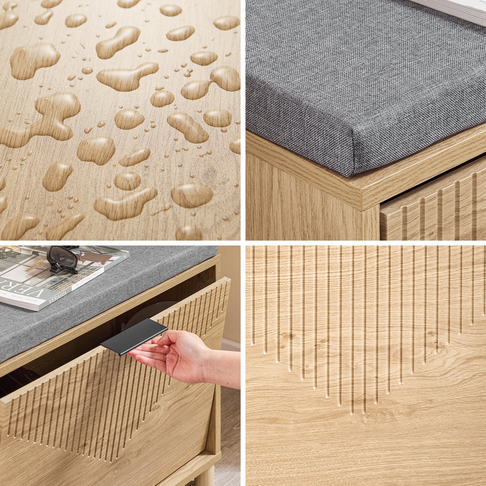 SoBuy FSR199-N Schoenenbank, schoenenbank, entree, opbergbank, schoenen met deksel, verborgen opslag en comfortabel kussen, entreemeubel, schoenen, hal, hout, 60 x 24 x 50 cm - Image 10