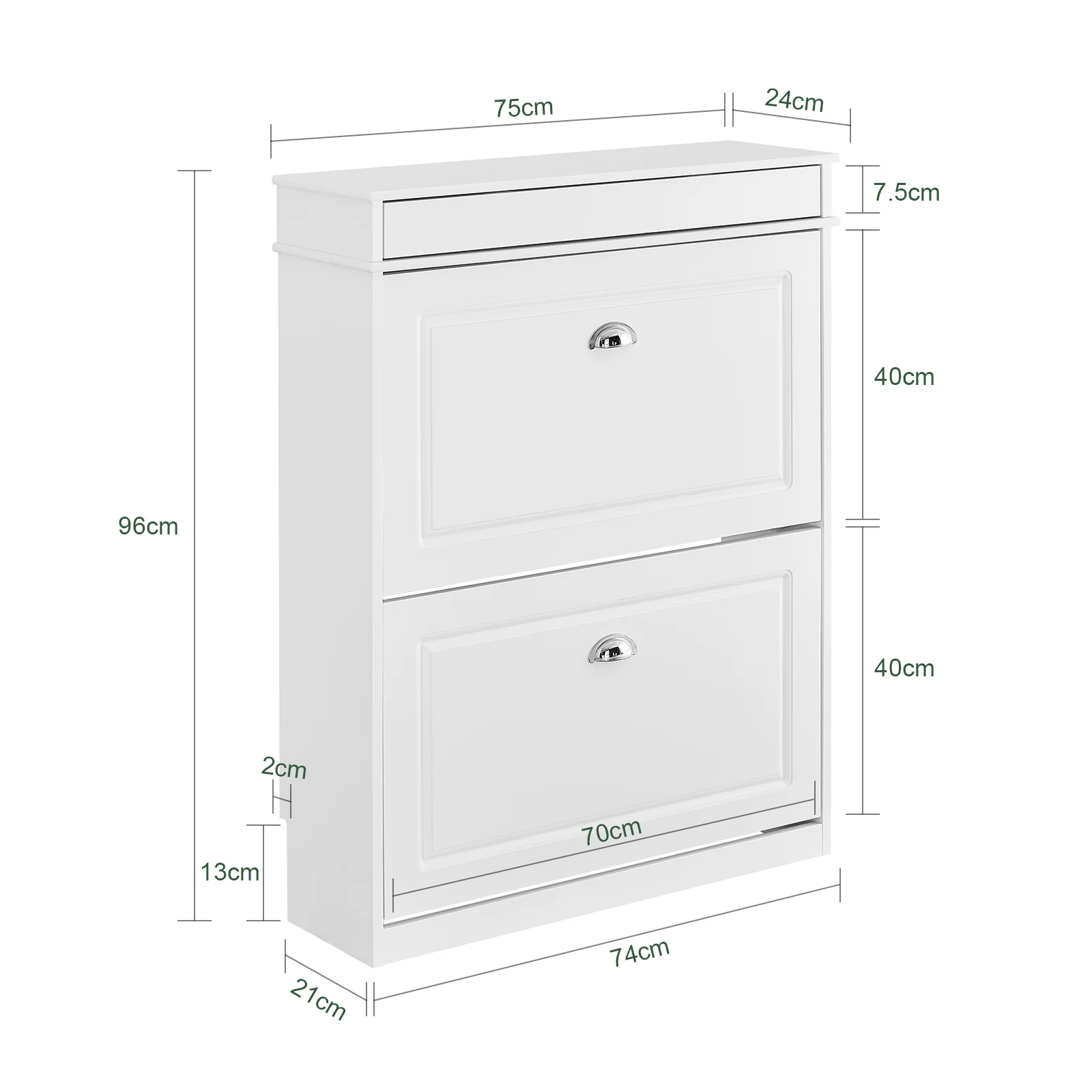 SoBuy FSR78-L-W Schoenenkast met 2 Kleppen, Schoenenrek voor Hal, Schoenenmeubel voor 12 Paar Schoenen, Schoenenopberger voor Gang of Entree, 75x24x96cm, Wit - Image 5