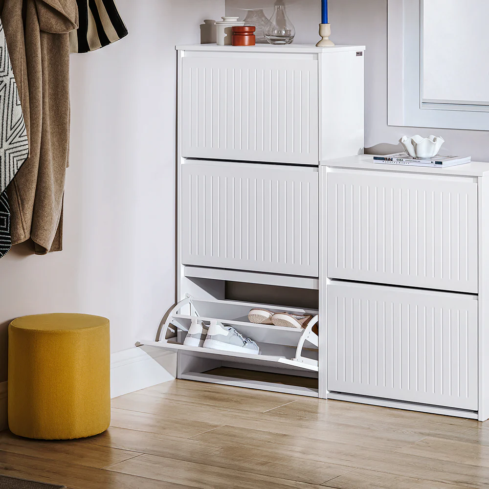 SoBuy FSR165-H-W Schoenenkast met 3 Flappen, Schoenencommode, Schoenenrek, Gangkast, Opbergkast voor Schoenen - Image 3