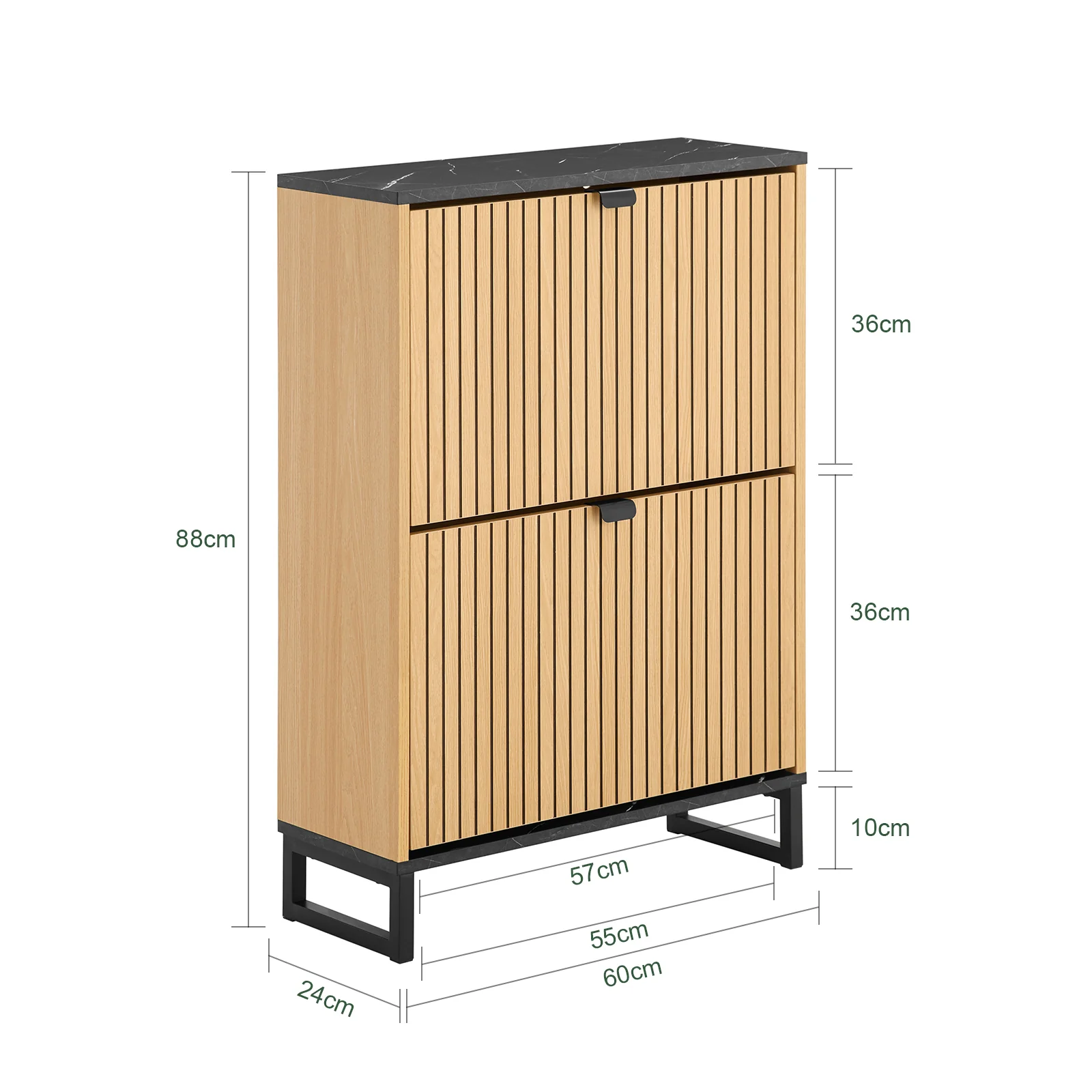 Pre-order SoBuy FSR202-N Schoenenkast voor entree, dunne schoenenkast, compacte schoenenopslag en Scandinavisch design, geschikt voor 8-12 paar, zwart en licht hout, 60 x 24 x 88 cm - Image 5