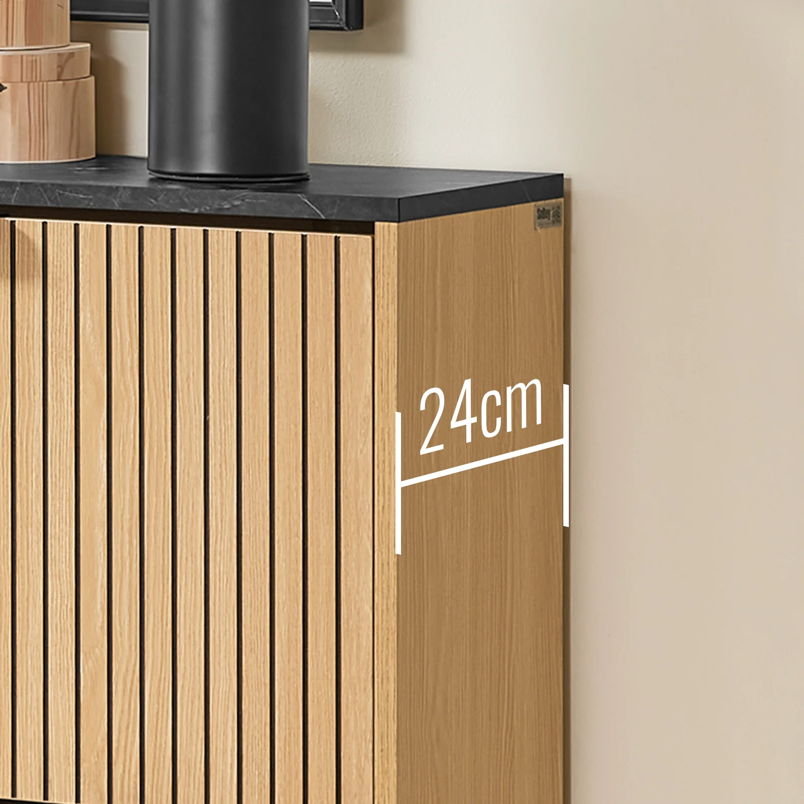 Pre-order SoBuy FSR202-N Schoenenkast voor entree, dunne schoenenkast, compacte schoenenopslag en Scandinavisch design, geschikt voor 8-12 paar, zwart en licht hout, 60 x 24 x 88 cm - Image 6