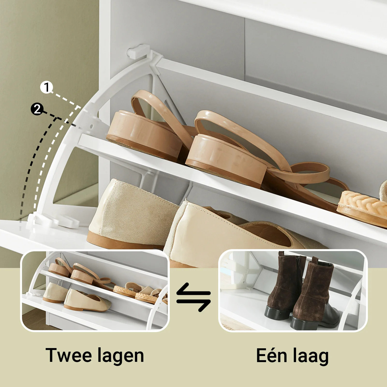 SoBuy Set FSR64-W + FSR78-W – Witte Schoenenmeubel Set, Schoenenbank met Kussen + Schoenenkast met 2 Kleppen, Smal Halmeubel, 2-delig - Image 6